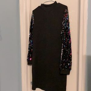 Shifting Sequin Dress with mock turtleneck